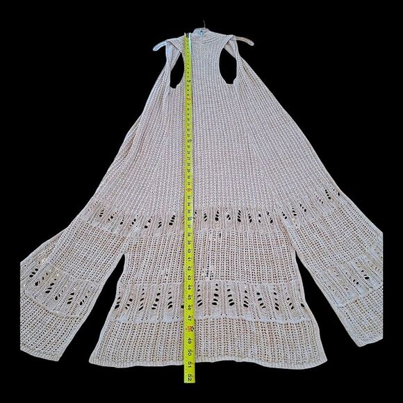 Crochet BOHO Open Cardigan Sweater Vest Duster Maxi 100% Cotton SOFT Mossimo L - Picture 9 of 15